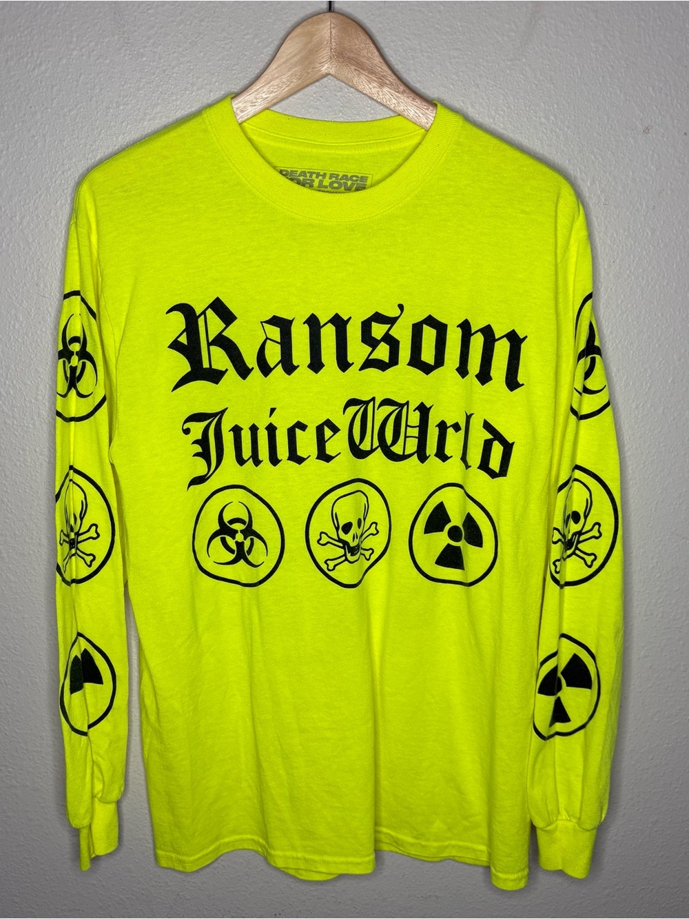 Ransom Juice Wrld Toxic Chemicals" Long Sleeve Shirt Mens Size Medium Yellow